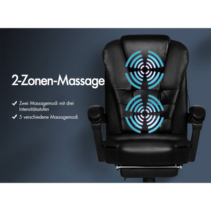 ALFORDSON Massage-Bürostuhl mit Fußstütze, Executive-Gaming-Sitz, PU-Leder