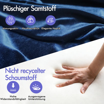 ALFORDSON Massage-Bürostuhl mit Fußstütze Samt Blau Executive-Gaming-Sitz
