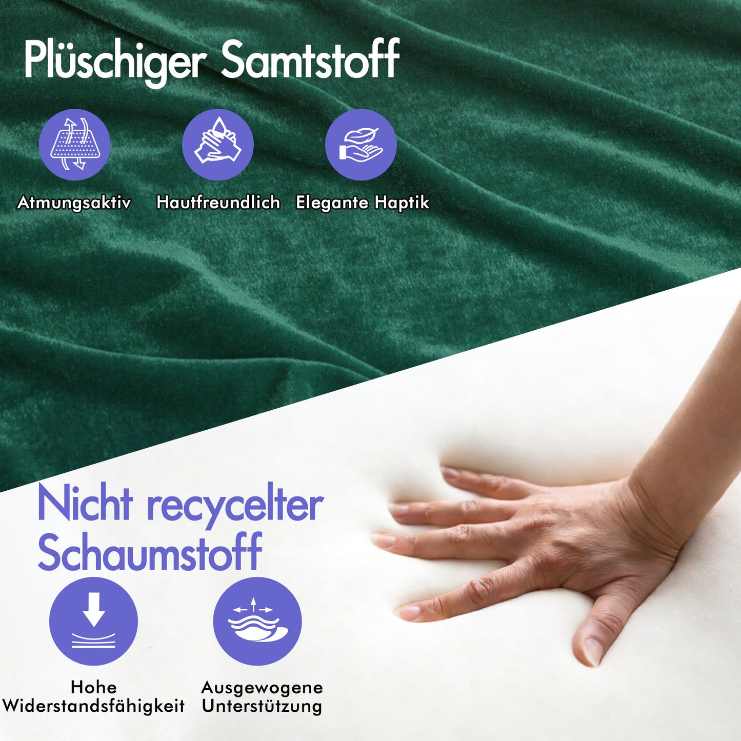 ELFORDSON Massage-Bürostuhl mit Fußstütze Samt Grün Executive-Gaming-Sitz