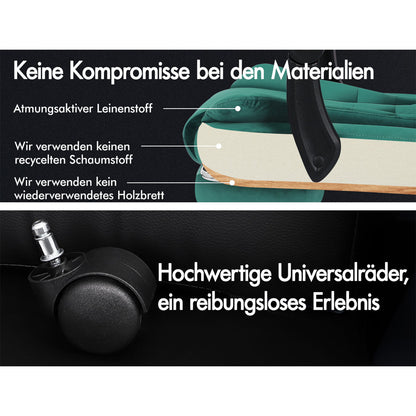 ELFORDSON Massage-Bürostuhl mit Fußstütze Samt Grün Executive-Gaming-Sitz