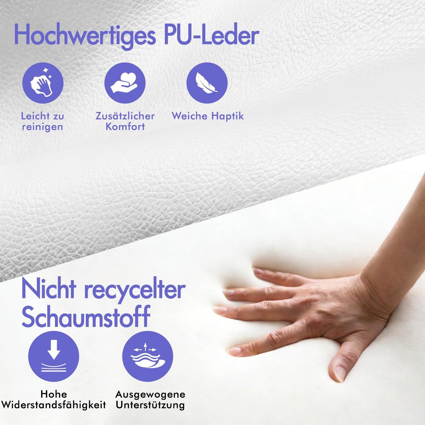 ALFORDSON Massage-Bürostuhl mit Fußstütze, Executive-Gaming-Sitz, PU-Leder Weiß