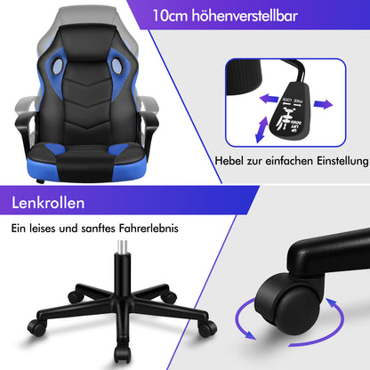 ALFORDSON Gaming Stuhl Racing Büro Ergonomisch Drehbar Exekutive Computer Blau