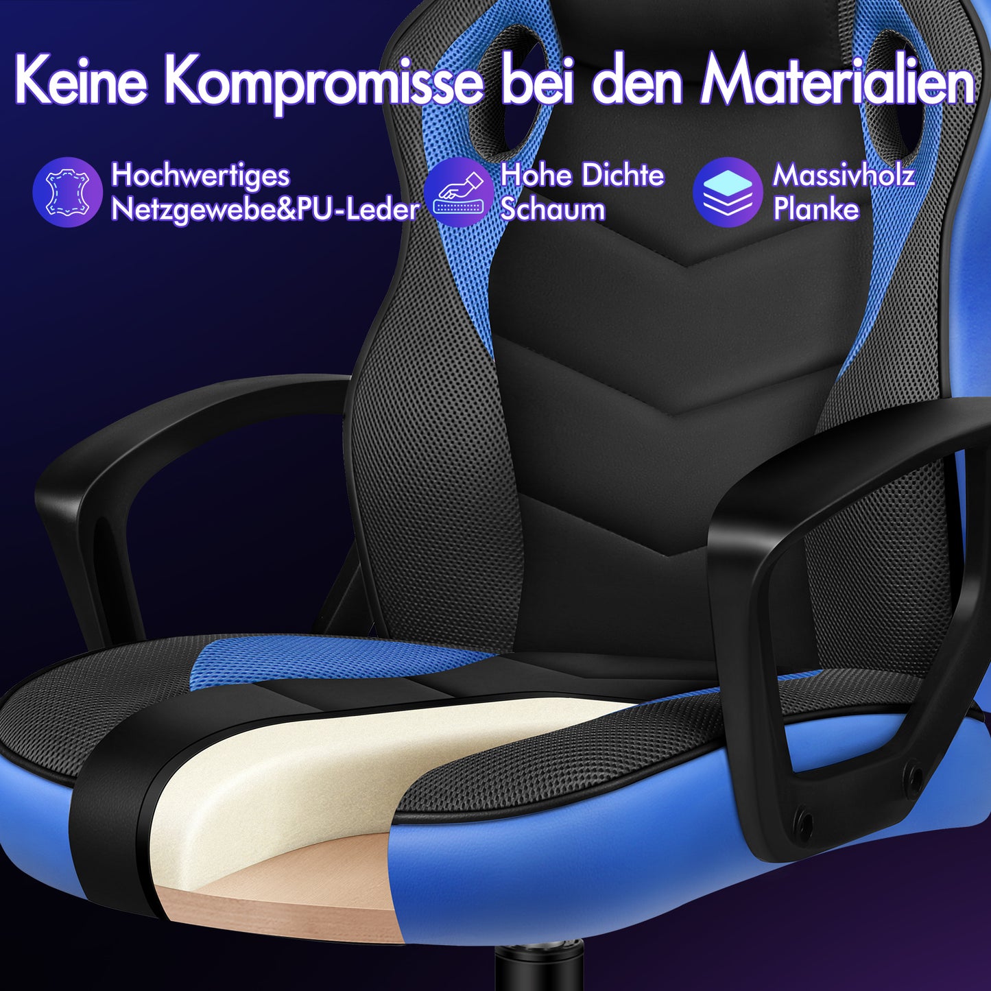 ALFORDSON Gaming Stuhl Racing Büro Ergonomisch Drehbar Exekutive Computer Blau