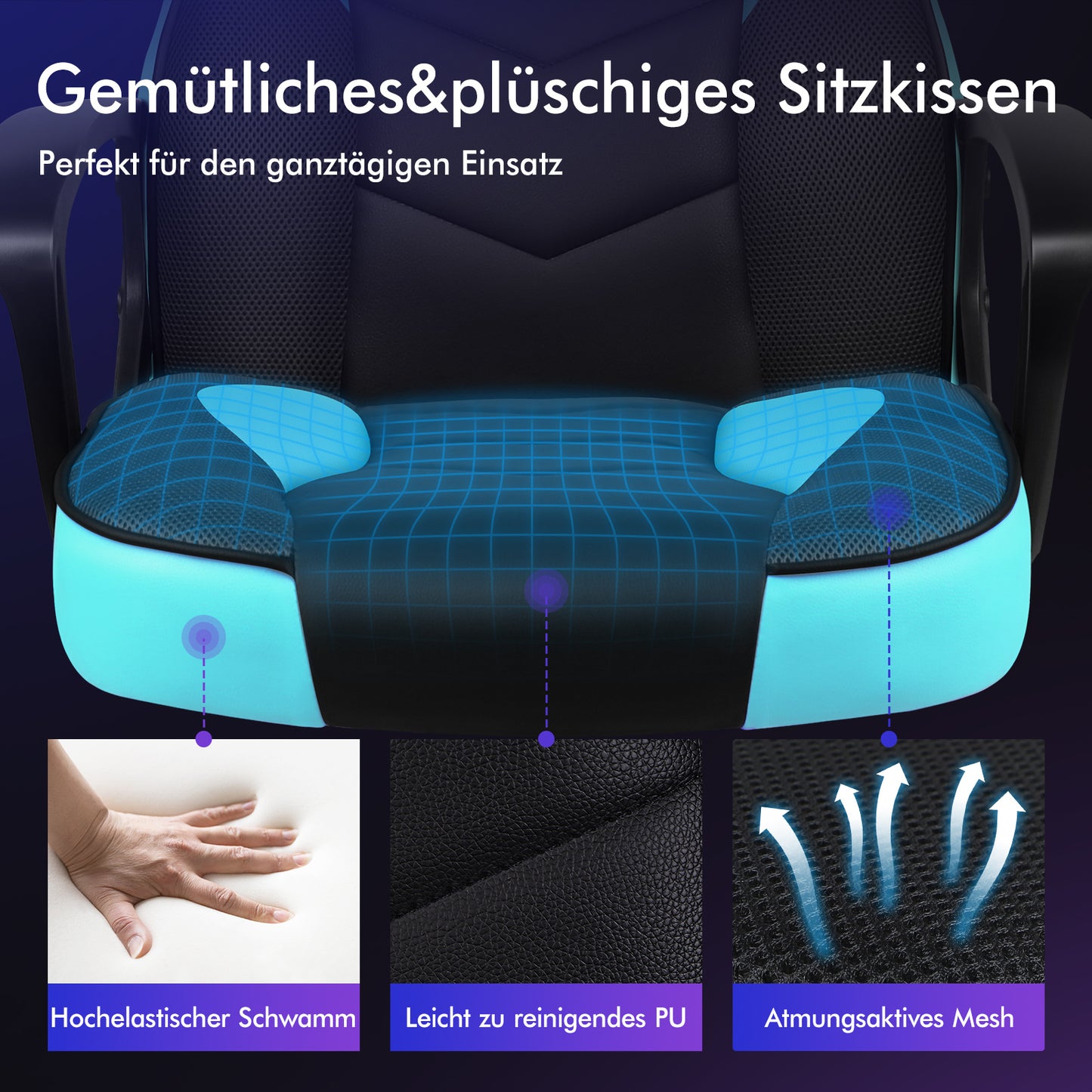 ALFORDSON Gaming Stuhl Racing Büro Ergonomisch Drehbar Exekutive Computer Cyan