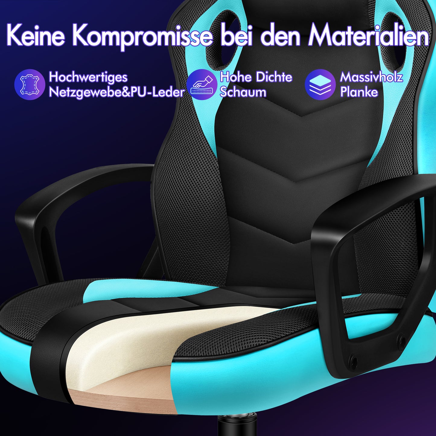 ALFORDSON Gaming Stuhl Racing Büro Ergonomisch Drehbar Exekutive Computer Cyan