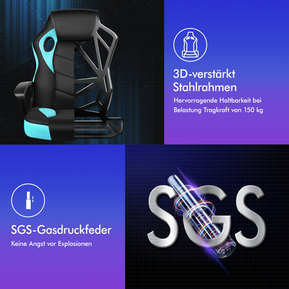 ALFORDSON Gaming Stuhl Racing Büro Ergonomisch Drehbar Exekutive Computer Cyan