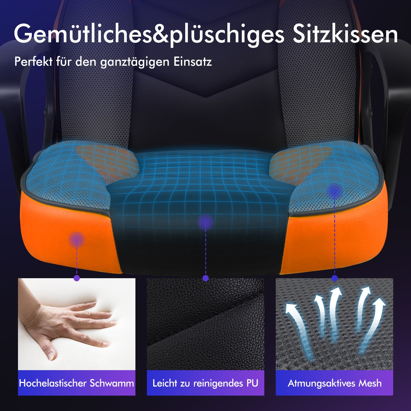 ALFORDSON Gaming Stuhl Racing Büro Ergonomisch Drehbar Exekutive Computer Orange