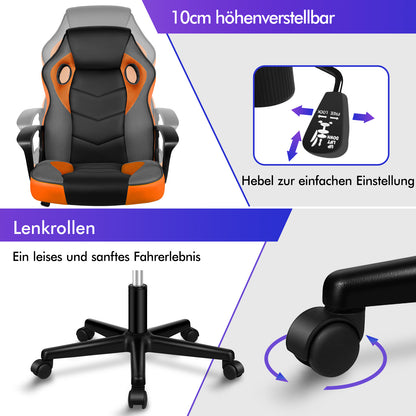 ALFORDSON Gaming Stuhl Racing Büro Ergonomisch Drehbar Exekutive Computer Orange