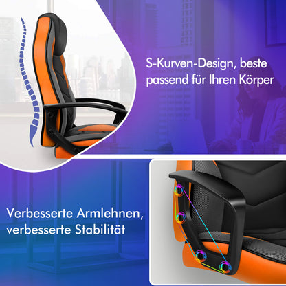ALFORDSON Gaming Stuhl Racing Büro Ergonomisch Drehbar Exekutive Computer Orange