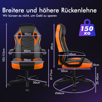ALFORDSON Gaming Stuhl Racing Büro Ergonomisch Drehbar Exekutive Computer Orange