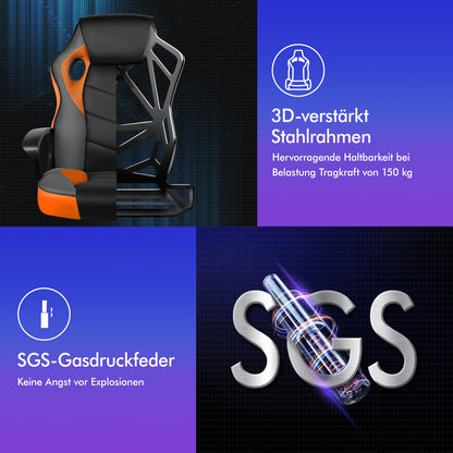 ALFORDSON Gaming Stuhl Racing Büro Ergonomisch Drehbar Exekutive Computer Orange