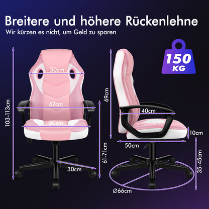 ALFORDSON Gaming Stuhl Racing Büro Ergonomisch Drehbar Exekutive Computer Rosa
