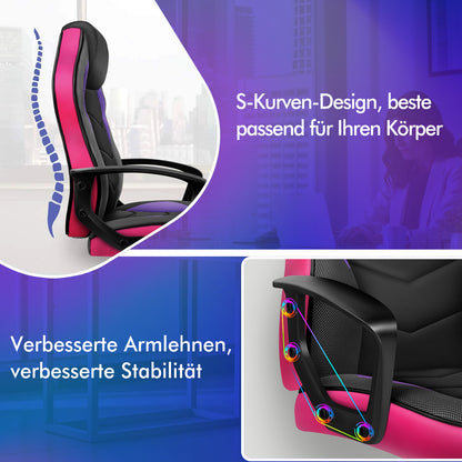 ALFORDSON Gaming Stuhl Racing Büro Ergonomisch Drehbar Exekutive Computer Lila