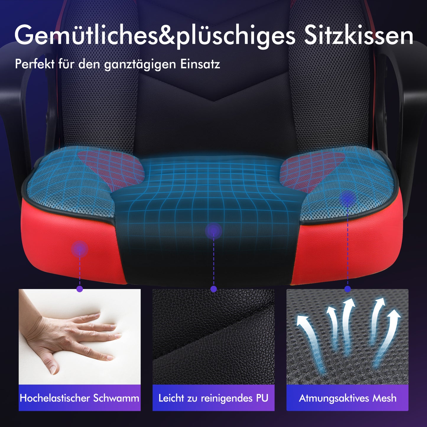 ALFORDSON Gaming Stuhl Racing Büro Ergonomisch Drehbar Exekutive Computer Rot