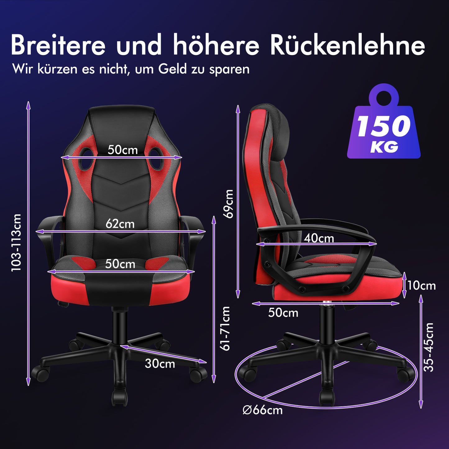 ALFORDSON Gaming Stuhl Racing Büro Ergonomisch Drehbar Exekutive Computer Rot