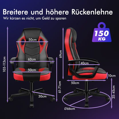 ALFORDSON Gaming Stuhl Racing Büro Ergonomisch Drehbar Exekutive Computer Rot