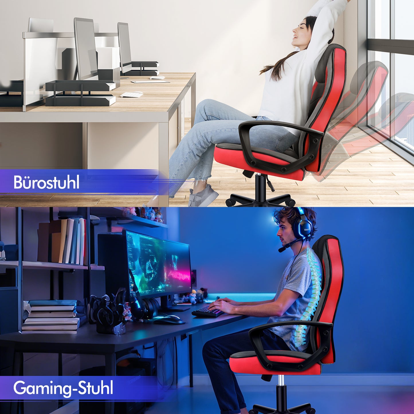 ALFORDSON Gaming Stuhl Racing Büro Ergonomisch Drehbar Exekutive Computer Sitz