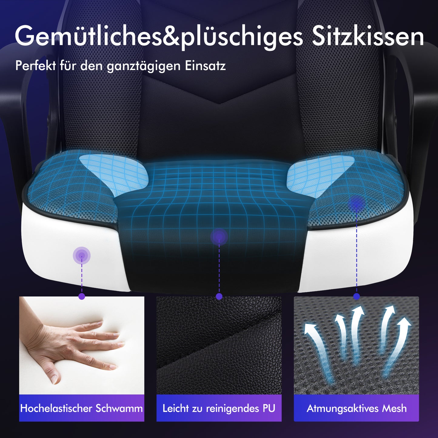 ALFORDSON Gaming Stuhl Racing Büro Ergonomisch Drehbar Exekutive Computer Weiß