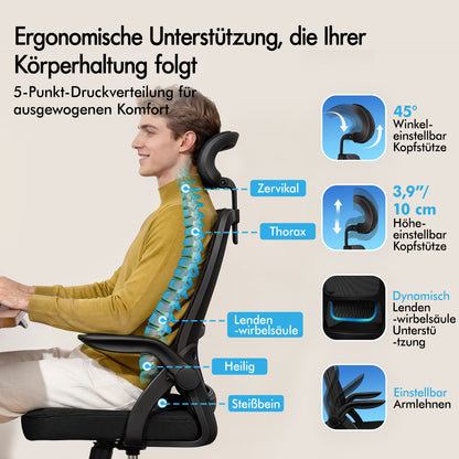 ALFORDSON Mesh-Bürostuhl Executive-Stoffsitz Neigbar für Gaming Renncomputer