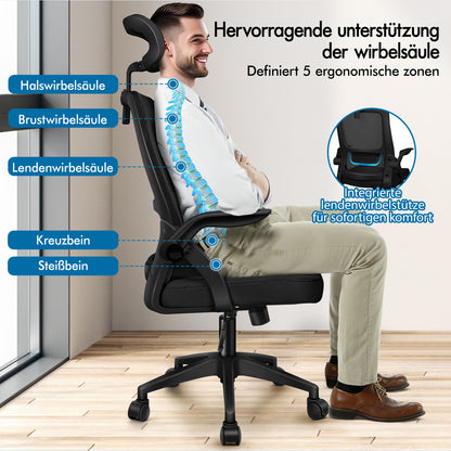 ALFORDSON Mesh-Bürostuhl Executive-Stoffsitz Neigbar für Gaming Renncomputer