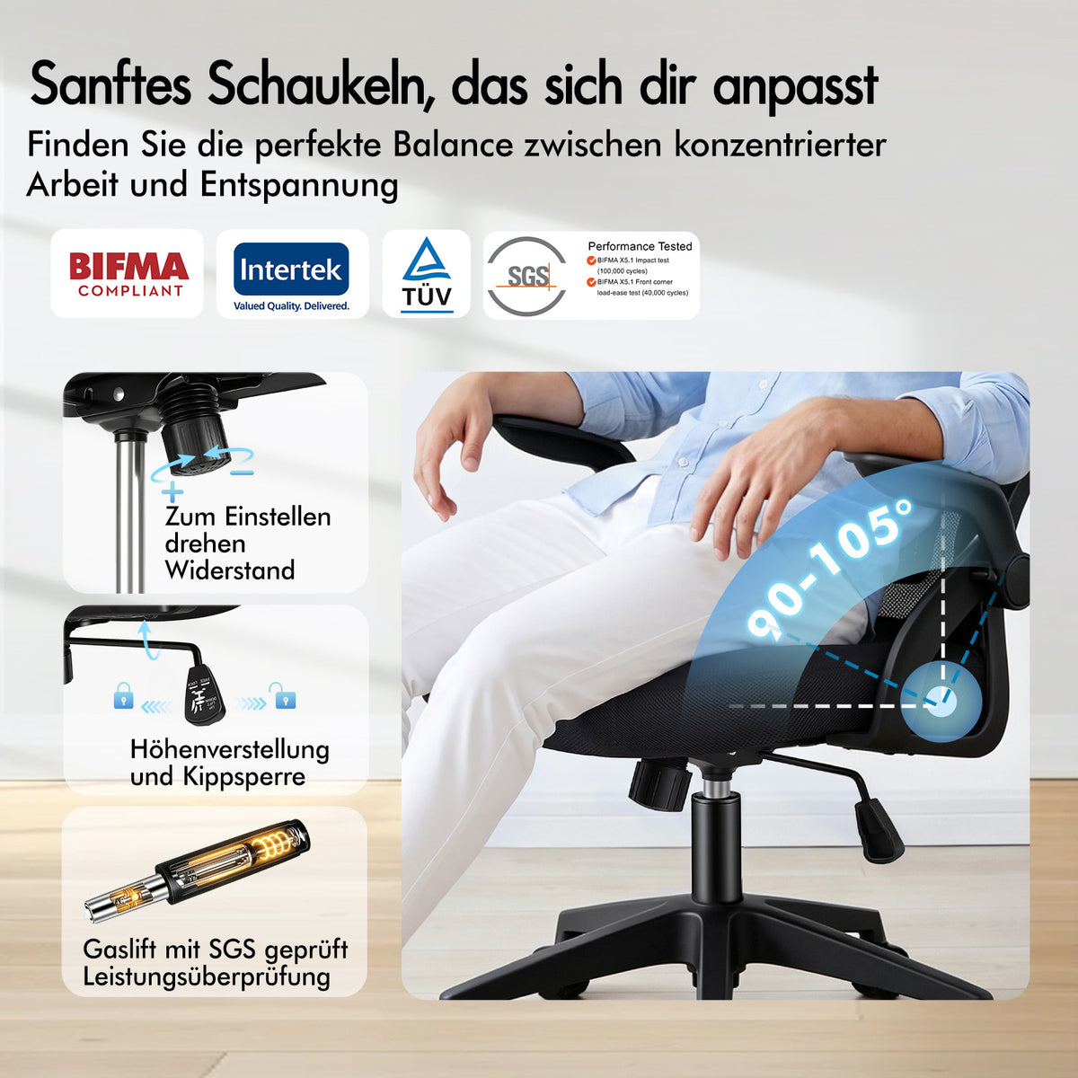 ALFORDSON Mesh-Bürostuhl Executive-Stoffsitz Neigbar für Gaming Renncomputer