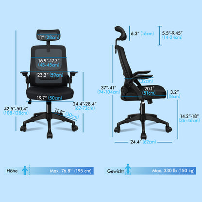ALFORDSON Mesh-Bürostuhl Executive-Stoffsitz Neigbar für Gaming Renncomputer