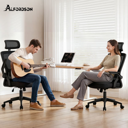 ALFORDSON Mesh-Bürostuhl Executive-Stoffsitz Neigbar für Gaming Renncomputer