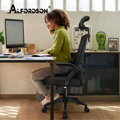 ALFORDSON Mesh-Bürostuhl Executive-Stoffsitz Neigbar für Gaming Renncomputer