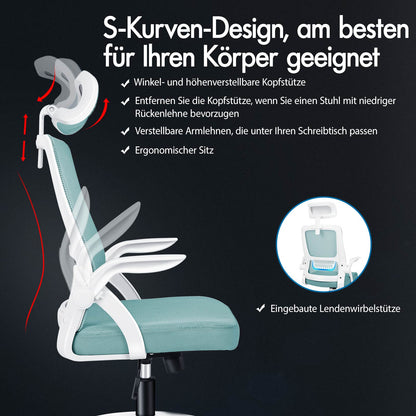ALFORDSON Mesh-Bürostuhl Executive-Stoffsitz Neigbar für Gaming Renncomputer