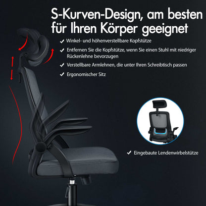 ALFORDSON Mesh-Bürostuhl Executive-Stoffsitz Neigbar für Gaming Renncomputer