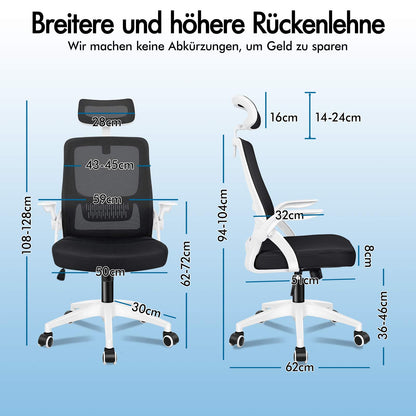 ALFORDSON Mesh-Bürostuhl Executive-Stoffsitz Neigbar für Gaming Renncomputer