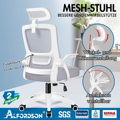 ALFORDSON Mesh-Bürostuhl Executive-Stoffsitz Neigbar für Gaming Renncomputer