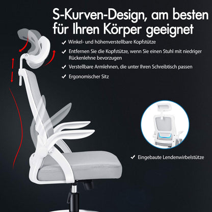 ALFORDSON Mesh-Bürostuhl Executive-Stoffsitz Neigbar für Gaming Renncomputer