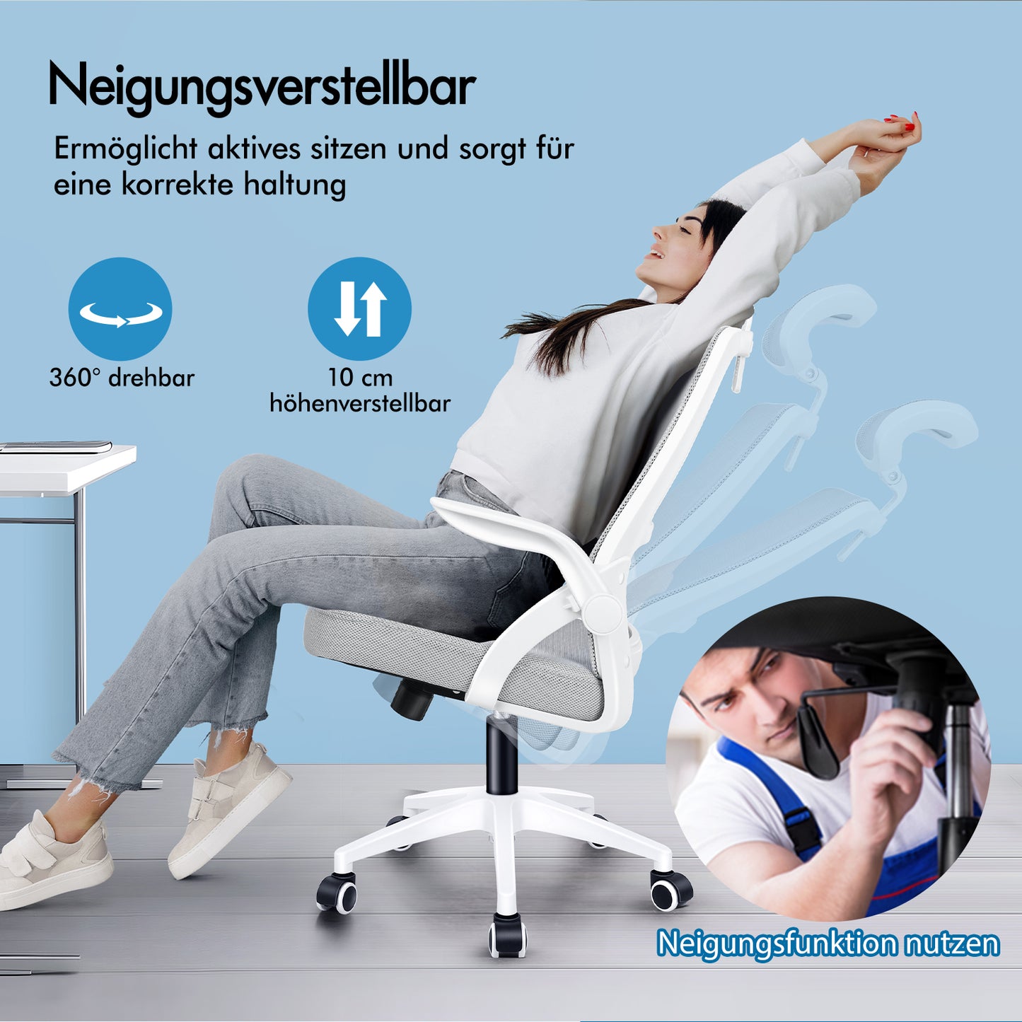 Silla de oficina ALFORDSON de malla con asiento ejecutivo de tela reclinable para juegos, carreras y ordenador