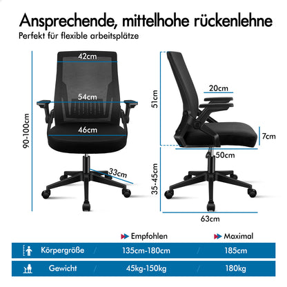 ALFORDSON Mesh Bürostuhl Executive Computer Liege Stoff Racing Sitz Arbeit, Conrad, Schwarz