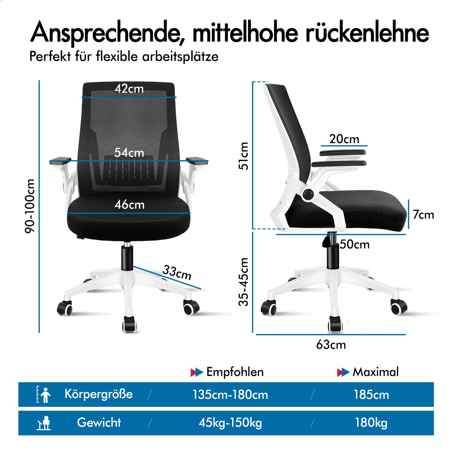 ALFORDSON Mesh Bürostuhl Executive Computer Liege Stoff Racing Sitz Arbeit, Conrad, Schwarz & Weiß