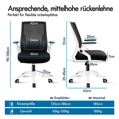 ALFORDSON Mesh Bürostuhl Executive Computer Liege Stoff Racing Sitz Arbeit, Conrad, Schwarz & Weiß
