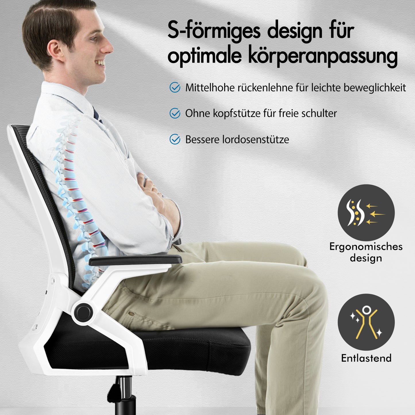 ALFORDSON Mesh Bürostuhl Executive Computer Liege Stoff Racing Sitz Arbeit, Conrad, Schwarz & Weiß