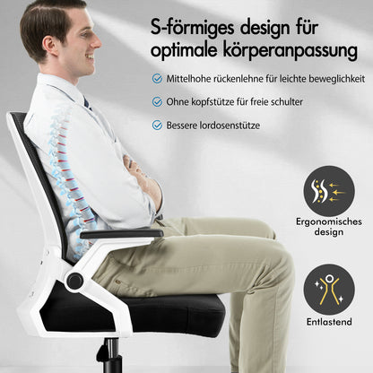 ALFORDSON Mesh Bürostuhl Executive Computer Liege Stoff Racing Sitz Arbeit, Conrad, Schwarz & Weiß
