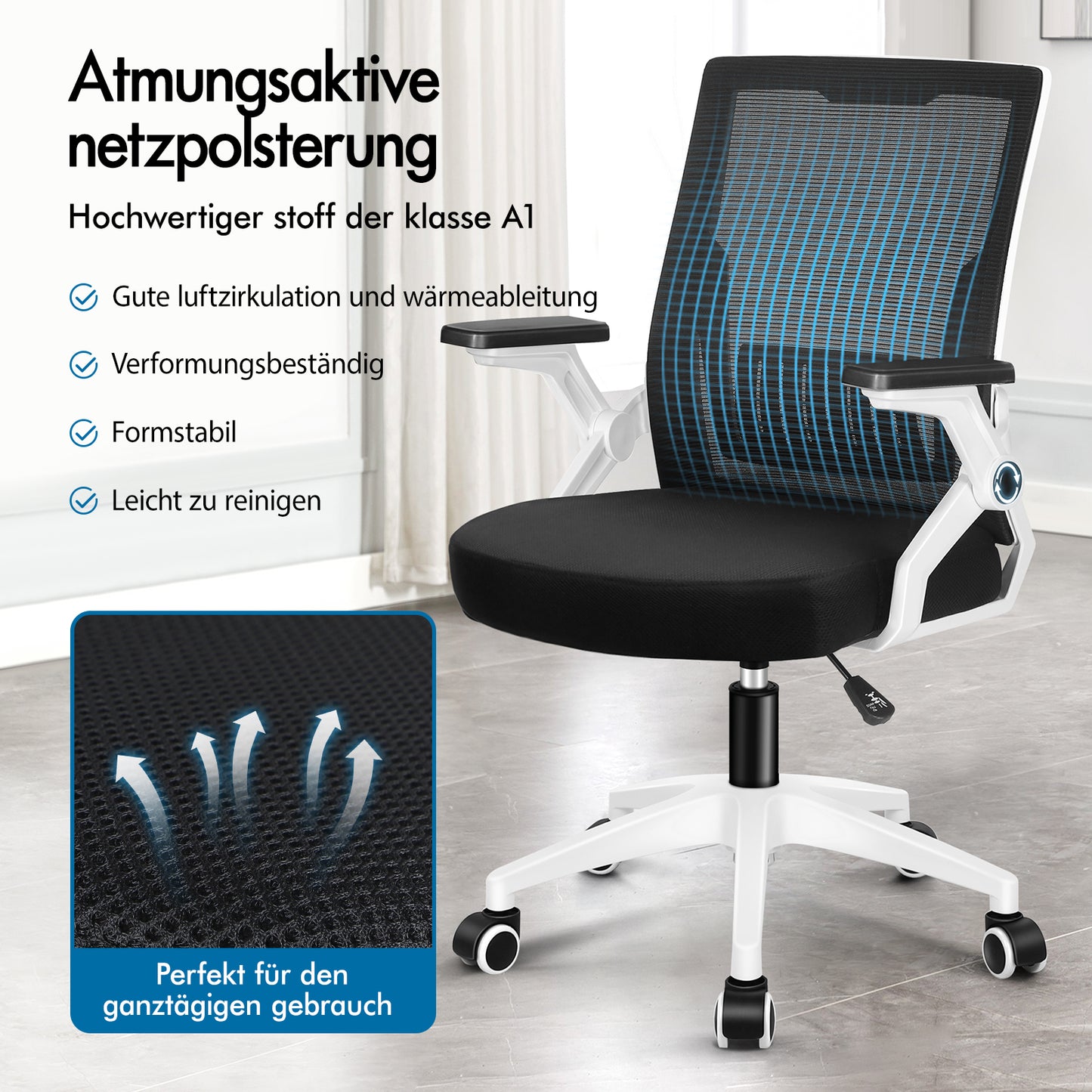 ALFORDSON Mesh Bürostuhl Executive Computer Liege Stoff Racing Sitz Arbeit, Conrad, Schwarz & Weiß