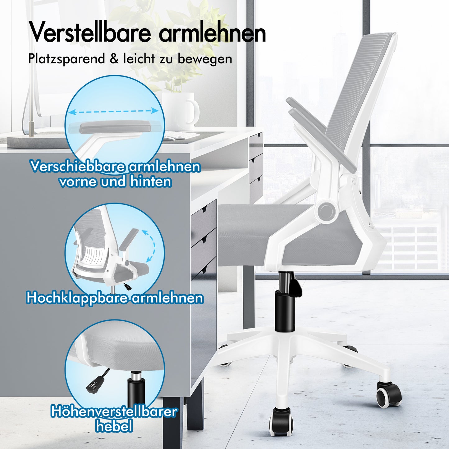 ALFORDSON Mesh Bürostuhl Executive Computer Liege Stoff Racing Sitz Arbeit, Conrad, Weiß & Grau