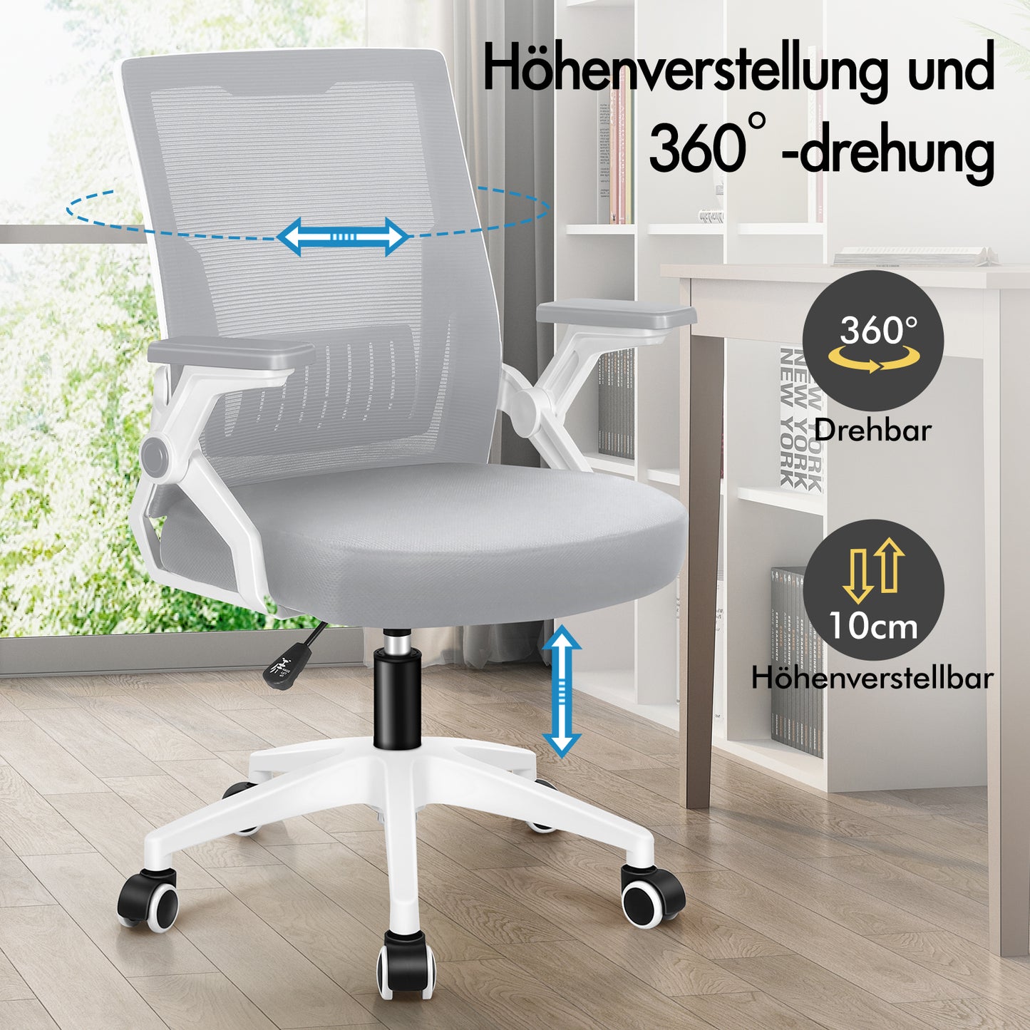 ALFORDSON Mesh Bürostuhl Executive Computer Liege Stoff Racing Sitz Arbeit, Conrad, Weiß & Grau