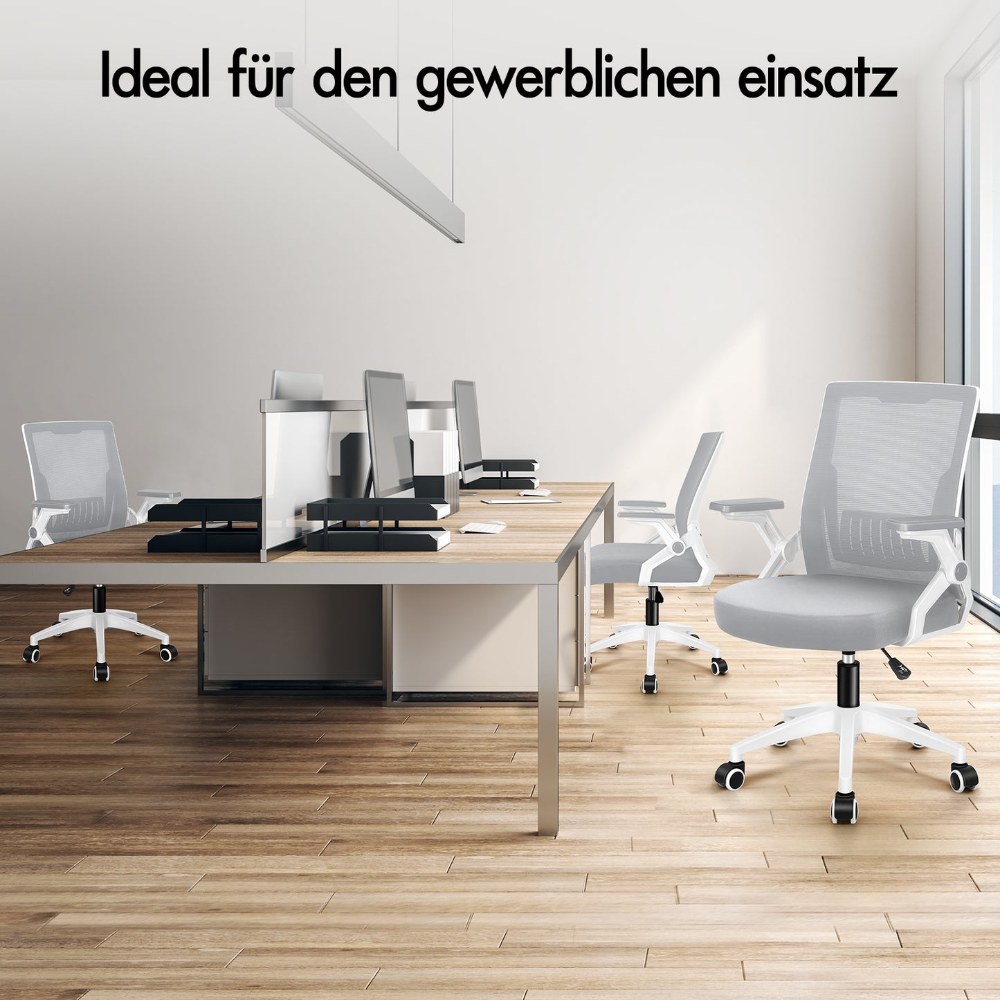 ALFORDSON Mesh Bürostuhl Executive Computer Liege Stoff Racing Sitz Arbeit, Conrad, Weiß & Grau