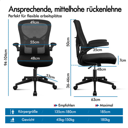 ALFORDSON Mesh Bürostuhl Executive Computer Liege Stoff Racing Sitz Arbeit, Keldon, Schwarz