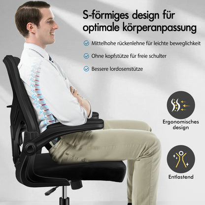 ALFORDSON Mesh Bürostuhl Executive Computer Liege Stoff Racing Sitz Arbeit, Keldon, Schwarz