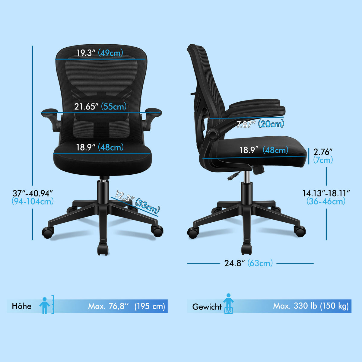 ALFORDSON Mesh Bürostuhl Executive Computer Liege Stoff Racing Sitz Arbeit, Keldon, Schwarz