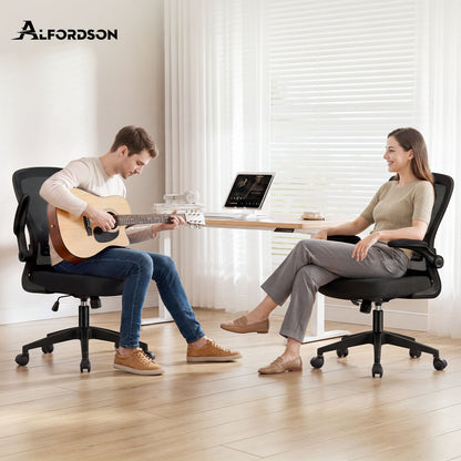 ALFORDSON Mesh Bürostuhl Executive Computer Liege Stoff Racing Sitz Arbeit, Keldon, Schwarz