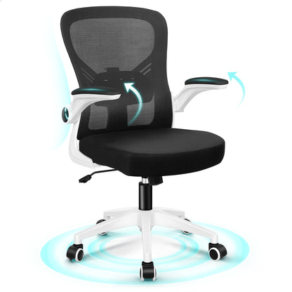 ALFORDSON Mesh Bürostuhl Executive Computer Liege Stoff Racing Sitz Arbeit, Keldon, Schwarz & Weiß