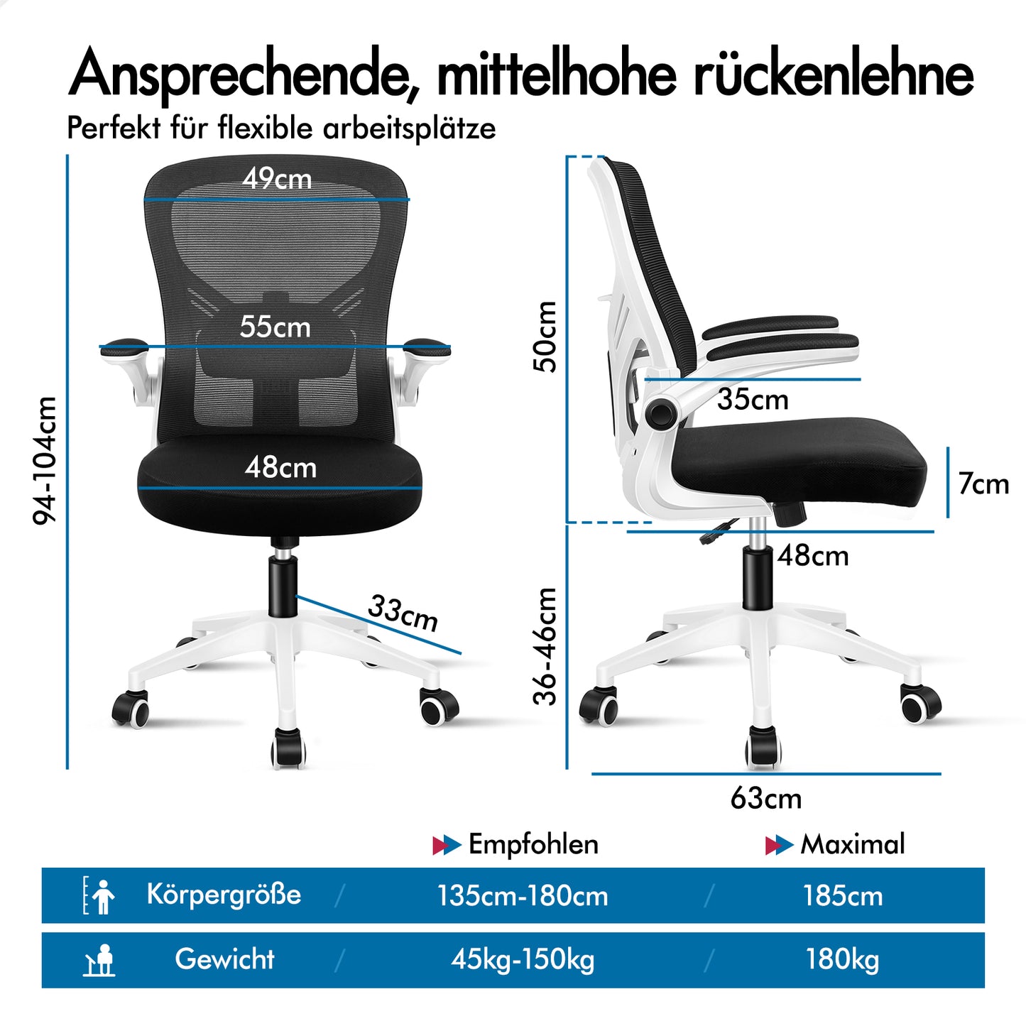 ALFORDSON Mesh Bürostuhl Executive Computer Liege Stoff Racing Sitz Arbeit, Keldon, Schwarz & Weiß