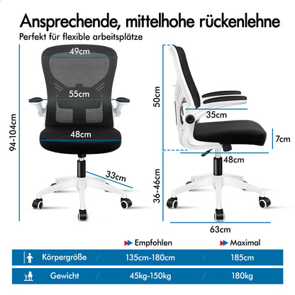 ALFORDSON Mesh Bürostuhl Executive Computer Liege Stoff Racing Sitz Arbeit, Keldon, Schwarz & Weiß